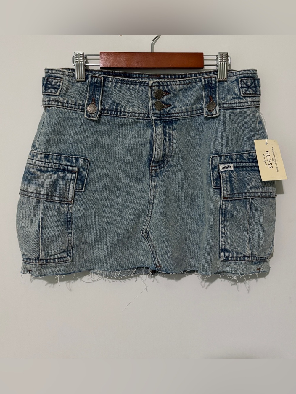 Guess Light Blue Denim Mini Skirt with Cargo Pockets